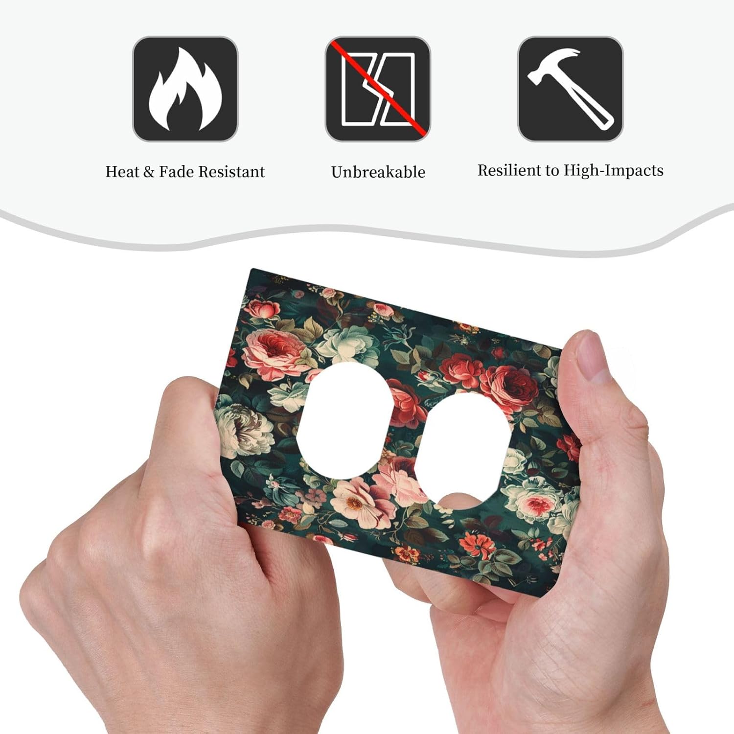 Outlet Covers Baroque Vintage Peony Flower Floral 1 Gang Duplex Wall Plate Decorative Switch Plates