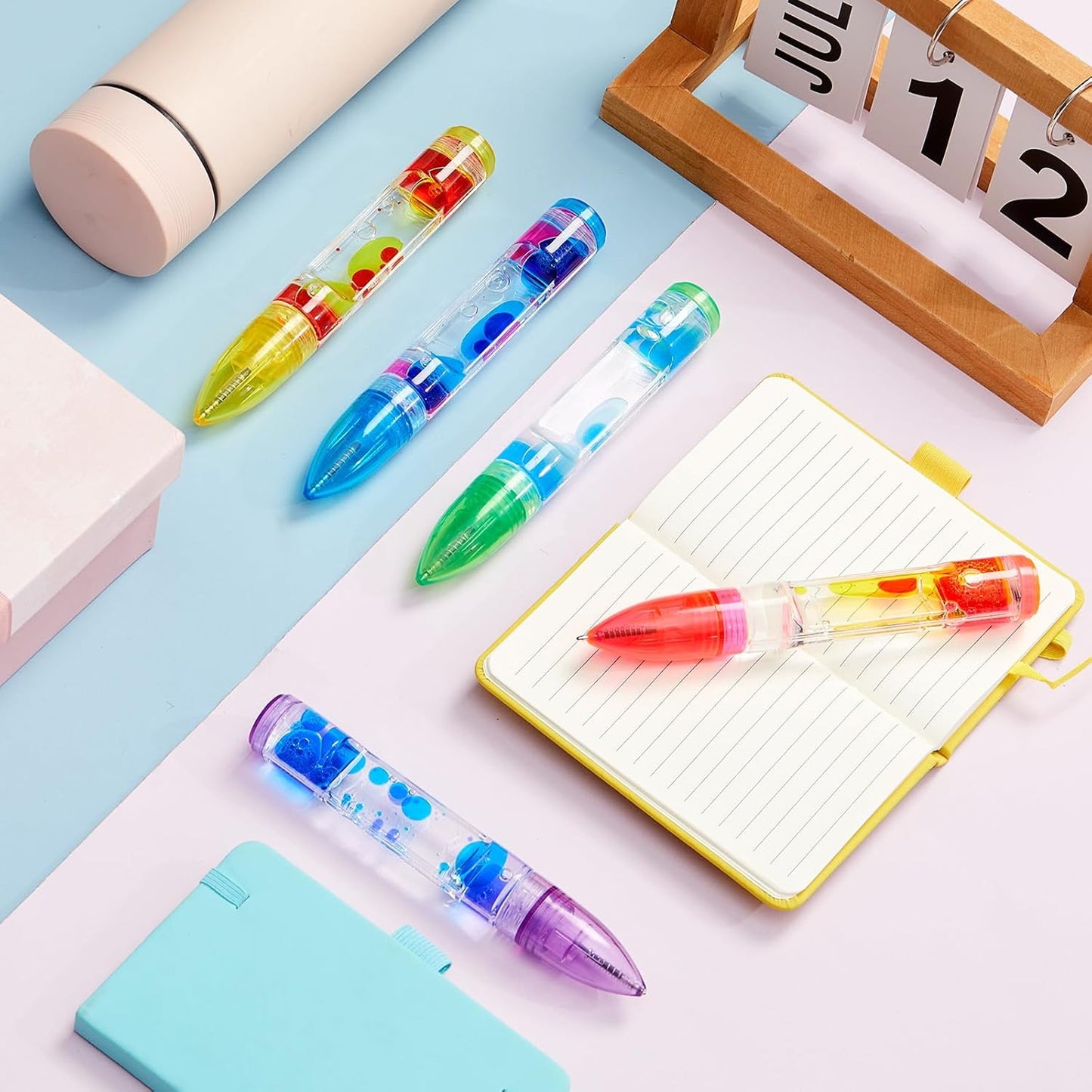 10 Pcs Liquid Motion Bubbler Pens Colorful Hourglass Bubbler Toy Liquid Pen Novelty Sensory Pen Fun