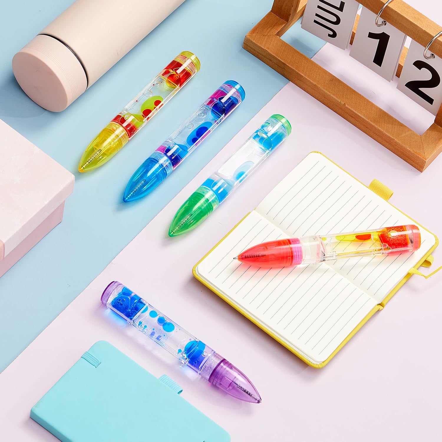 10 Pcs Liquid Motion Bubbler Pens Colorful Hourglass Bubbler Toy Liquid Pen Novelty Sensory Pen Fun