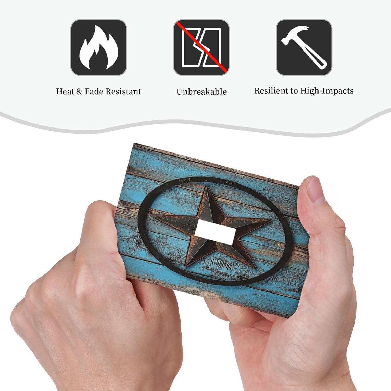 Decorative Light Switch Cover Rustic Wood Country Barn Texas Star On Teal 1 Gang Single Toggle