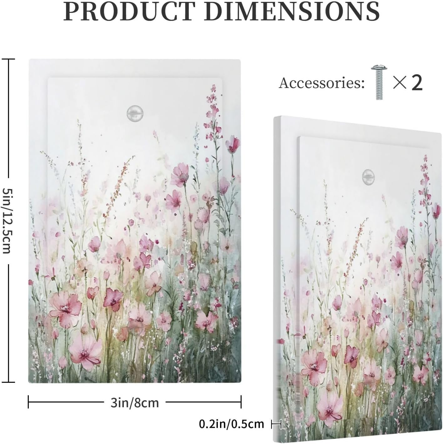 Light Switch Cover Plate Wildflower Botanical Watercolor Floral 1 Gang No Device Blank Electrical
