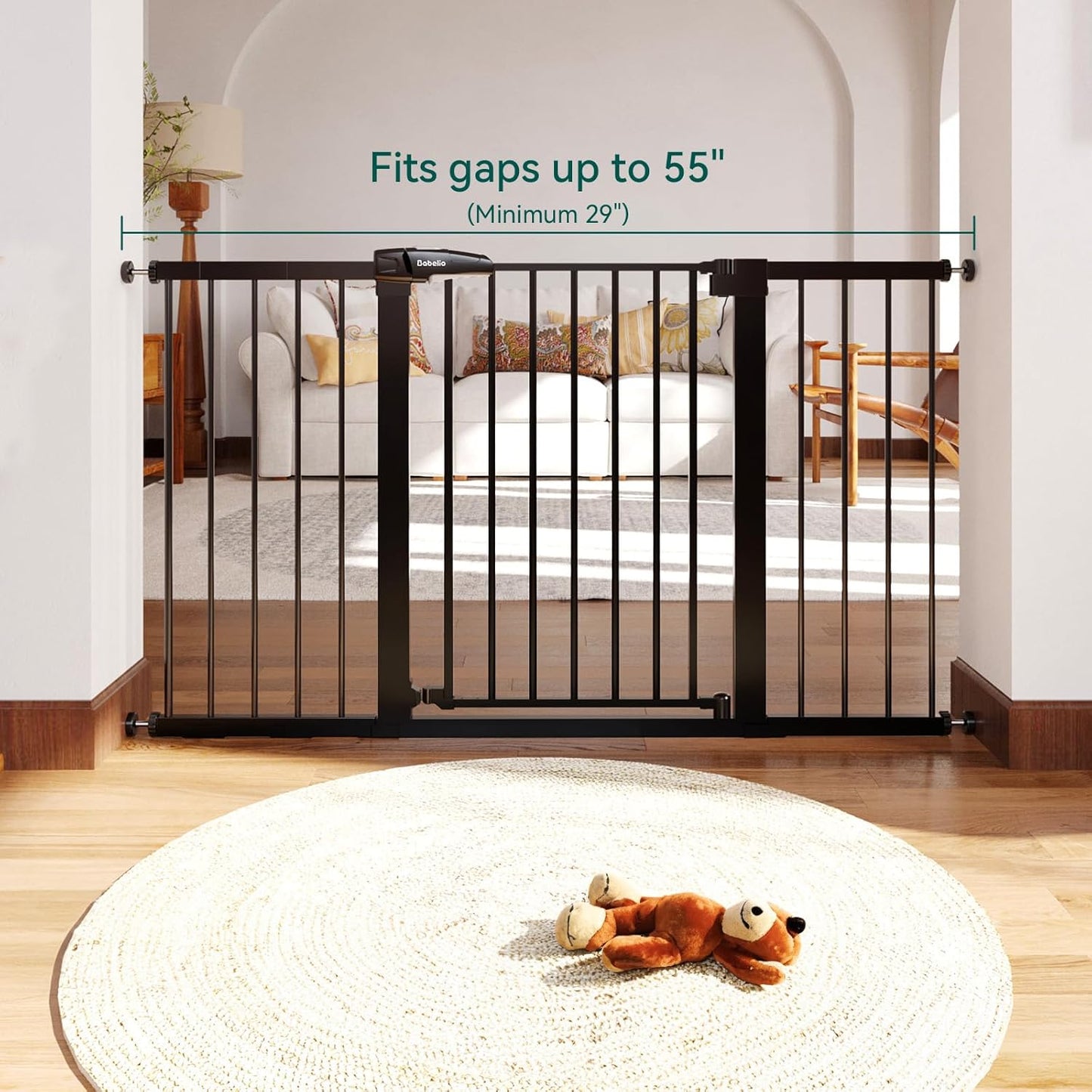 BABELIO Extra Wide Baby/Dog Gate, 29-55" Auto Clos for The House and Doorway, Safety Pressure