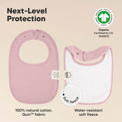 8-Pack Organic Baby Bibs for Girls, Boys - Quilted Cotton Cloth Baby Drool Bibs for Drooling and