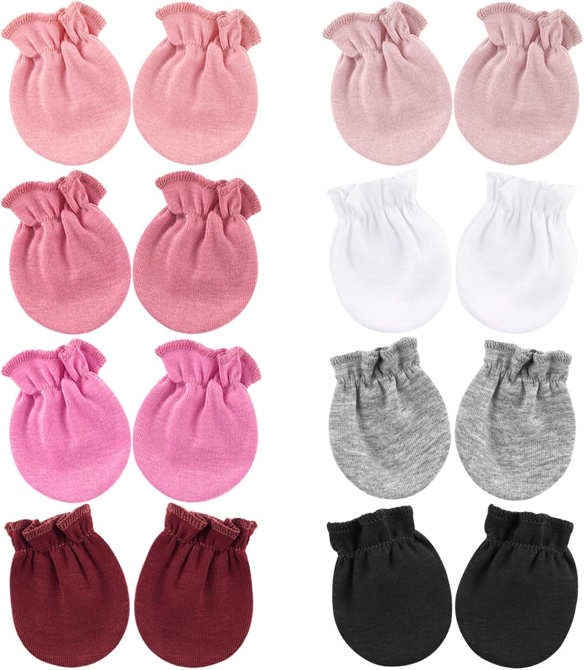 BQUBO Newborn Infant Toddler Mittens No Scratch Cotton Elastic Wrist Gloves Hypoallergenic for 0-6