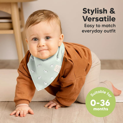 8-Pack Organic Baby Bandana Bibs for Boys, Girls - Super Absorbent Triangle Baby Bibs for Drooling