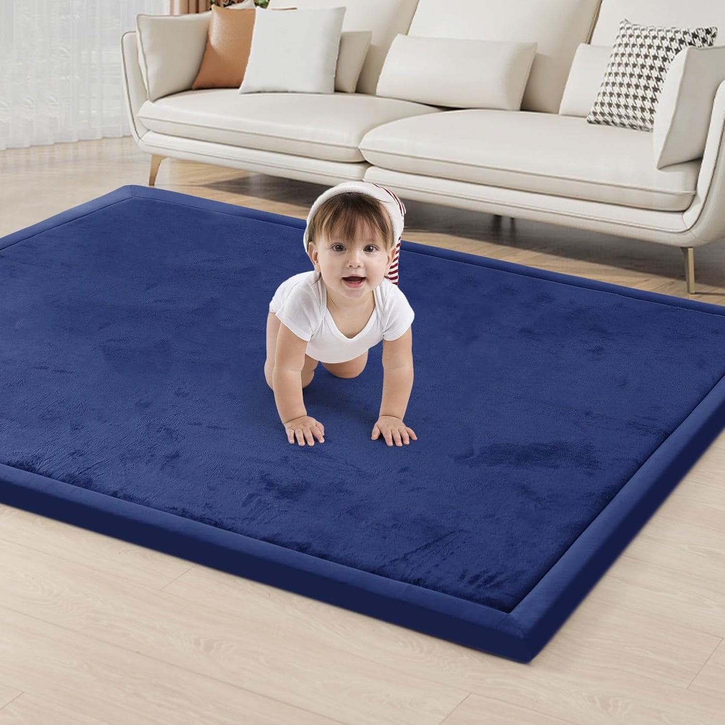 ACOMOPACK Baby Play Mat for Floor 1.3" Thick Memory Foam Play Mat 39"×59" Tummy Time Crawling with