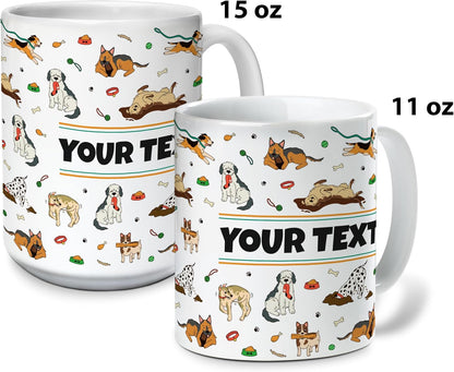 Personalized Mug for Kids - Dogs - Custom Name/Text, Ceramic Hot Chocolate/Cocoa/Coffee Cup for