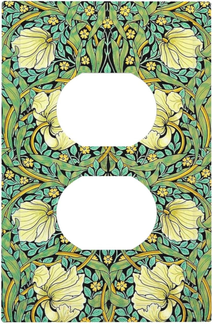Outlet Covers William Morris Vintage Floral Yellow Flowers Green Leaf 1 Gang Duplex Wall Plate
