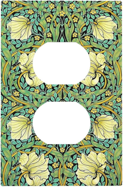 Outlet Covers William Morris Vintage Floral Yellow Flowers Green Leaf 1 Gang Duplex Wall Plate