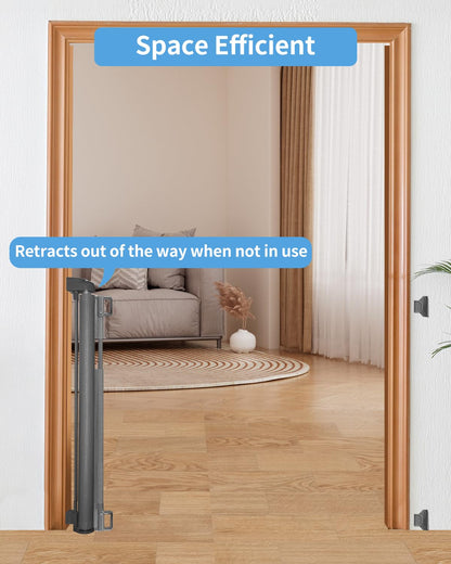 Retractable Baby Gate for Stairs – 33” Height, Expands up to 55” Width – Safety Gate for Infants