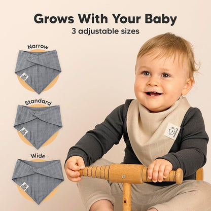 8-Pack Muslin Baby Bibs for Boys, Girls - Muslin Bandana Drool Bibs for Baby Girl & Boy, Drooling