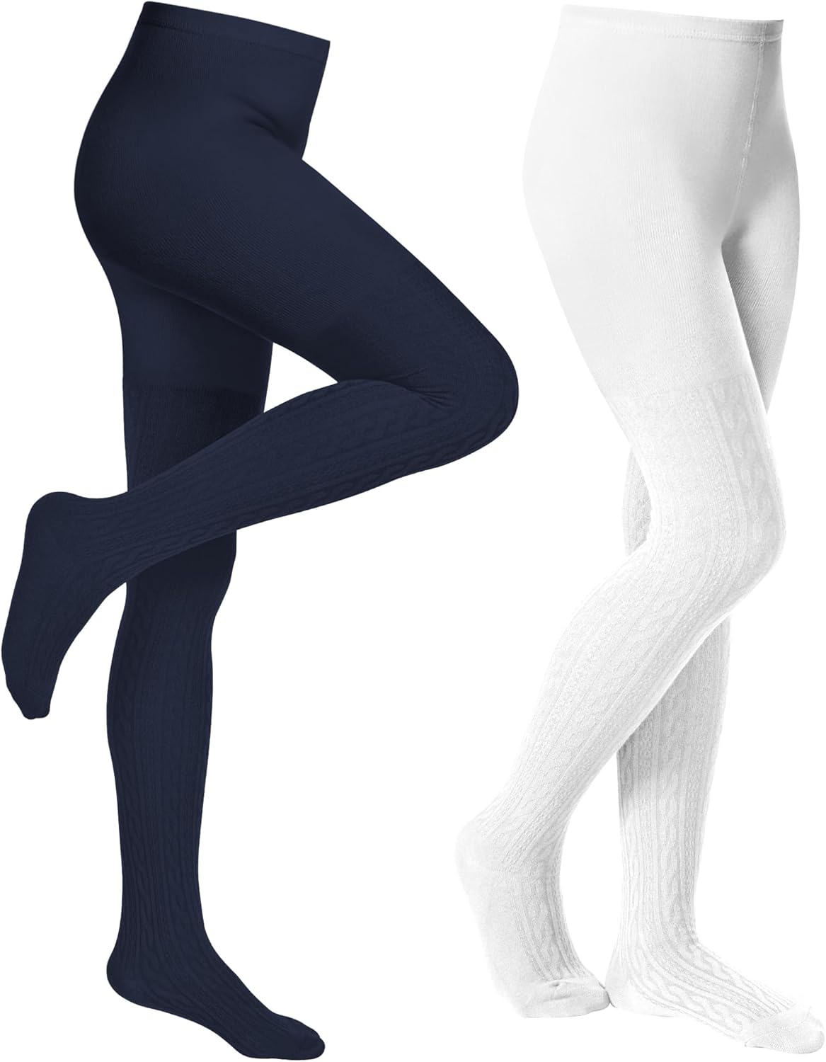 Baby Girls Tights Cable Knit Toddler Leggings Winter Solid Cotton Tights School Stockings 2 Pack