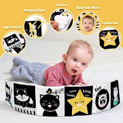 OKOOKO Black and White Baby Book High Contrast Baby Toy 0-6 Months Baby Soft Book Tummy Time Toy