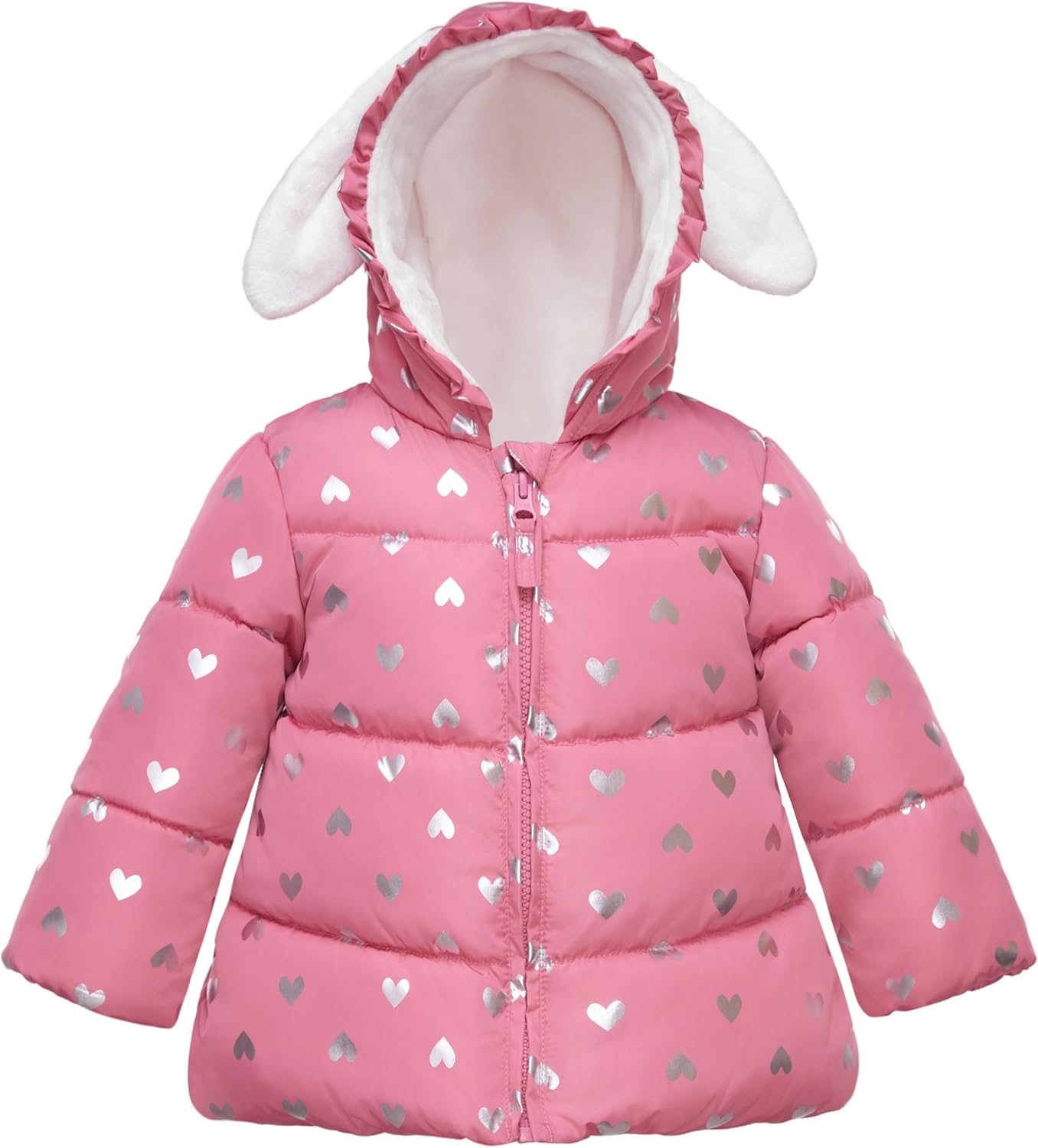 Rokka&Rolla Baby Girls' Water-Resistant Soft Mini Fur Lined Puffer Jacket Winter Coat for Newborn