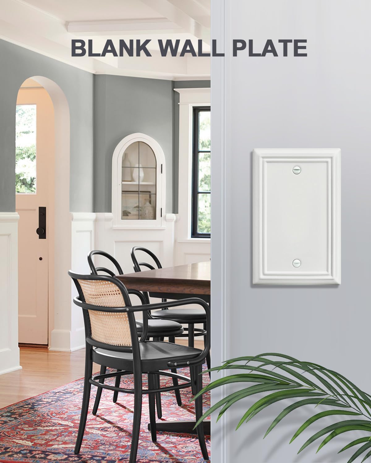 2-Pack Blank Wall Plate, Metal Plate Cover for Unused Outlets, Off White Finish, 3.15''*4.88''
