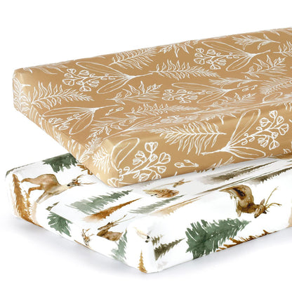 GRSSDER Stretch Ultra Soft Jersey Knit Changing Pad Cover Set 2 Pack, Change Table Pad Covers Fit