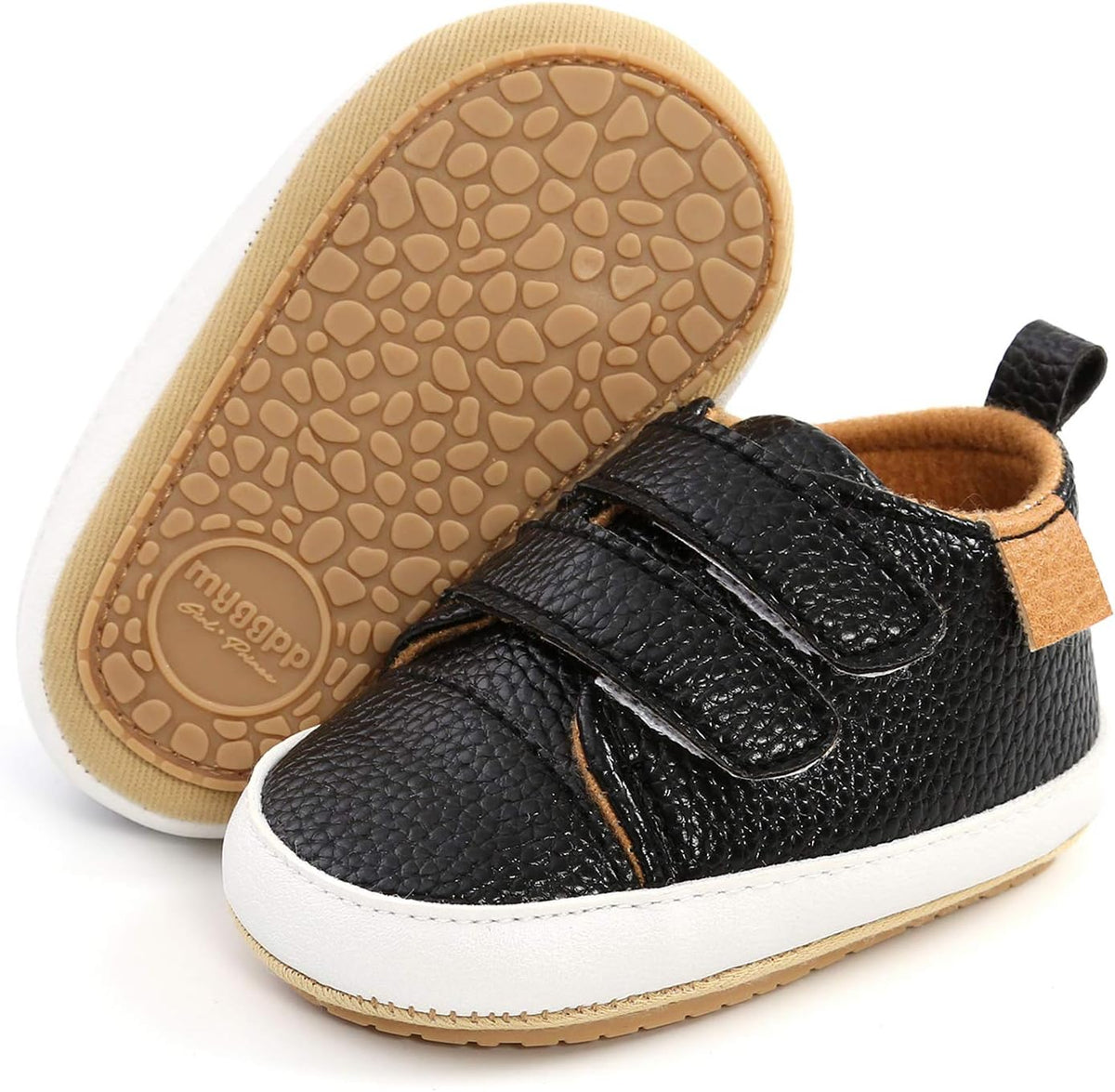 SOFMUO Baby Boys Girls High Top Ankle PU Leather Sneakers Soft Rubber Sole Infant Moccasins Newborn
