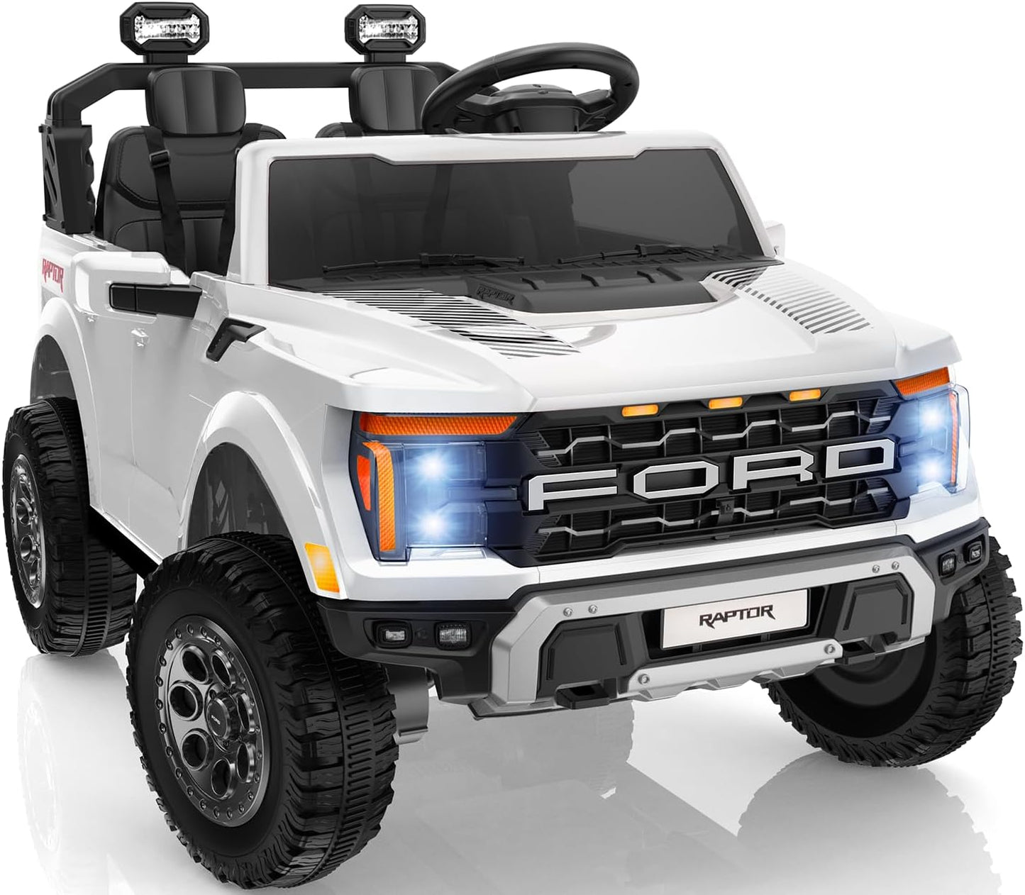 24V Kids Ride On Truck, Licensed Ford F-150 Raptor 2 Seater Electric Car w/Remote Control, Toddler