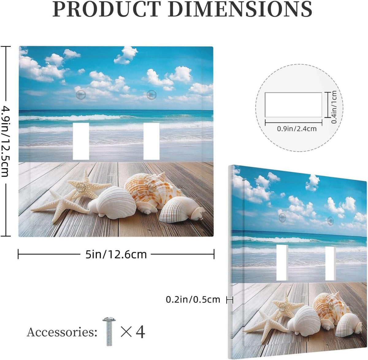Decorative Switch Plates Beach Waves Brown Wood Starfish Shells 2 Gang Double Toggle Outlet Light