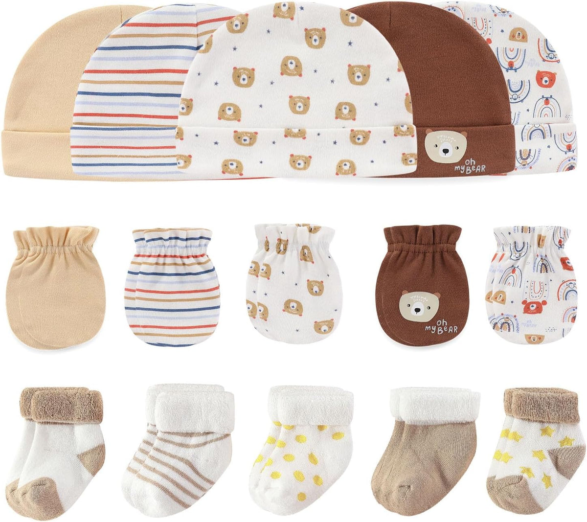 Baby Hats Mittens and Socks Set Cotton Newborn Hat Beanie Soft Infant Girls Boys Caps Gloves 0-6