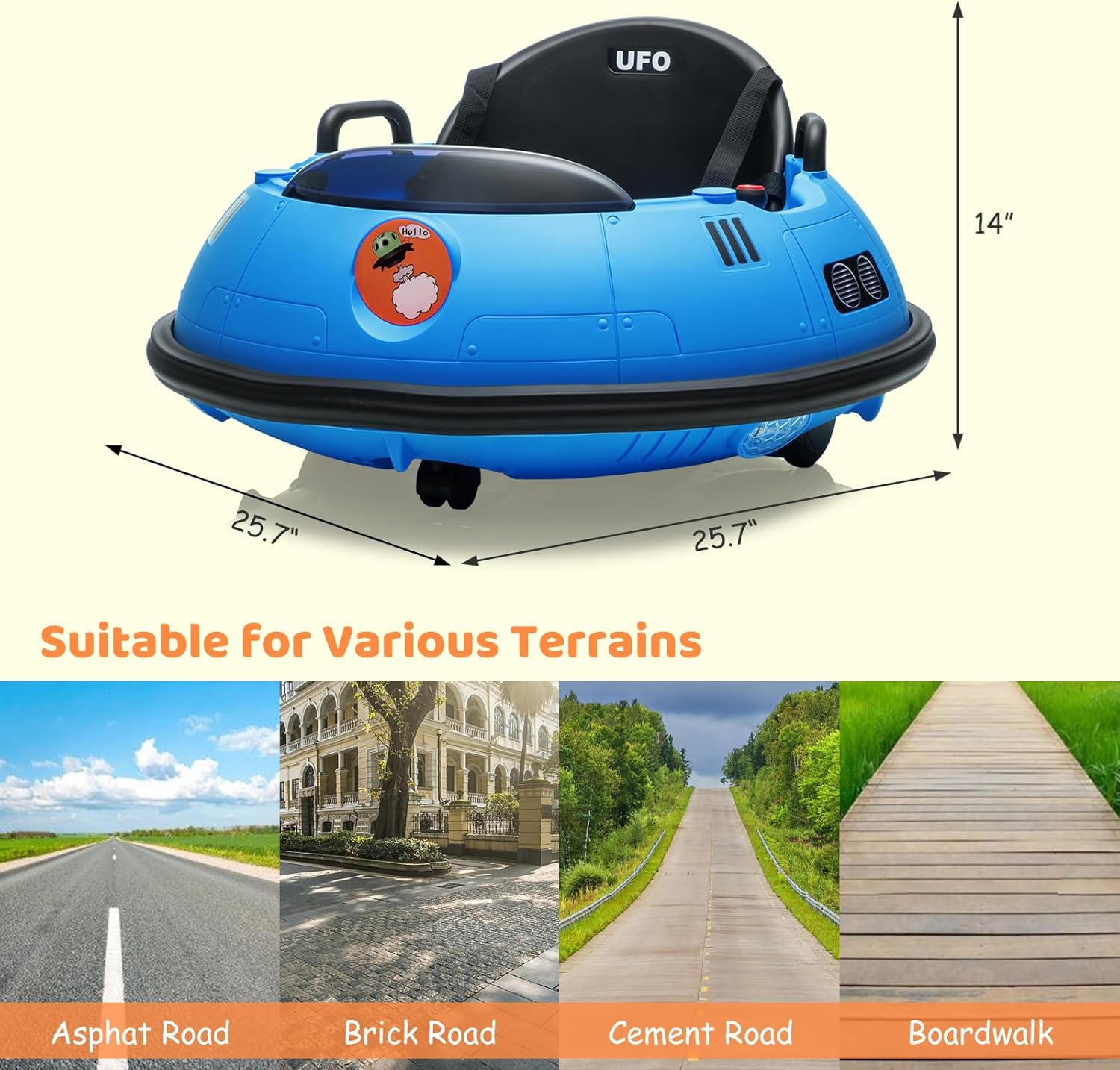 12V Electric Ride on Bumper Car for Toddlers, Kids Bumper Car with Remote Control, LED Lights & 360