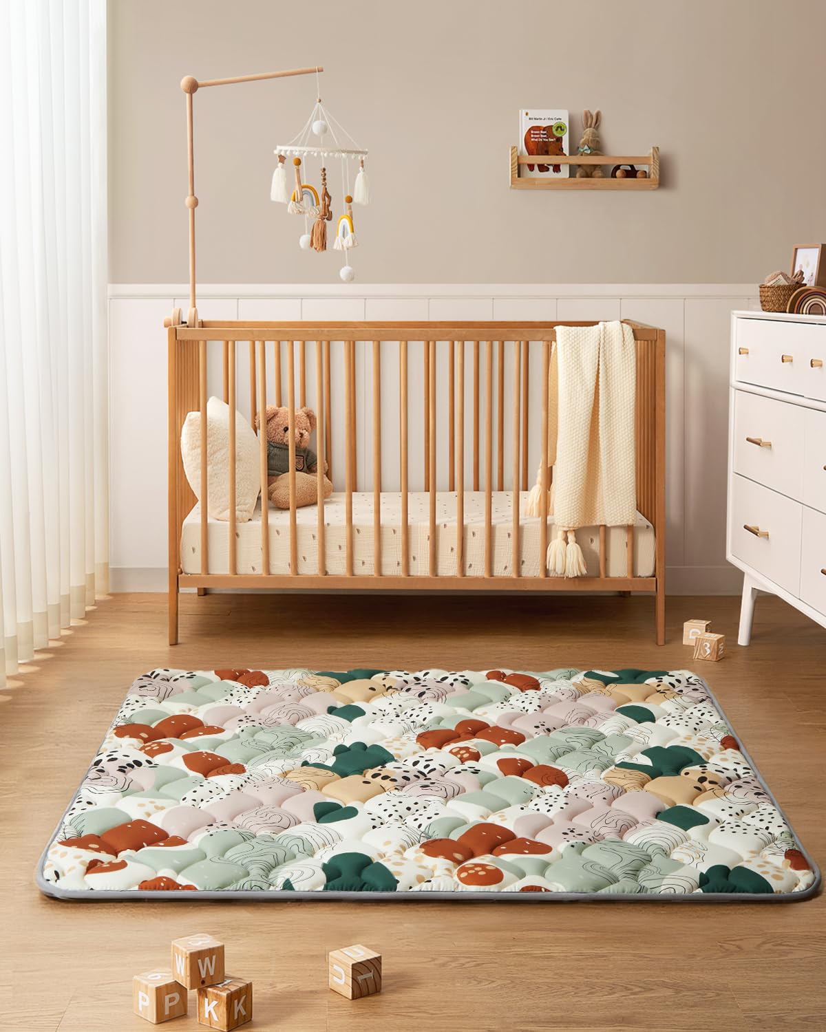 Blissful Diary Baby Play Mats for Floor, 50x50 Inch Crawling Mat for Playpen, Thicken Padding Foam