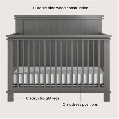 Child Craft Denman 4-in-1 Convertible Crib, Baby Crib Converts to Day Bed, Toddler Bed and Full