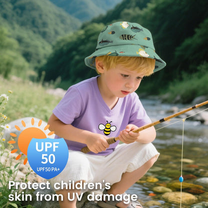 Baby Sun Hat 0-6 Years Toddler Boys Girls Adjustable Bucket Hats Kids Bucket Hats UPF 50+ Wide Brim