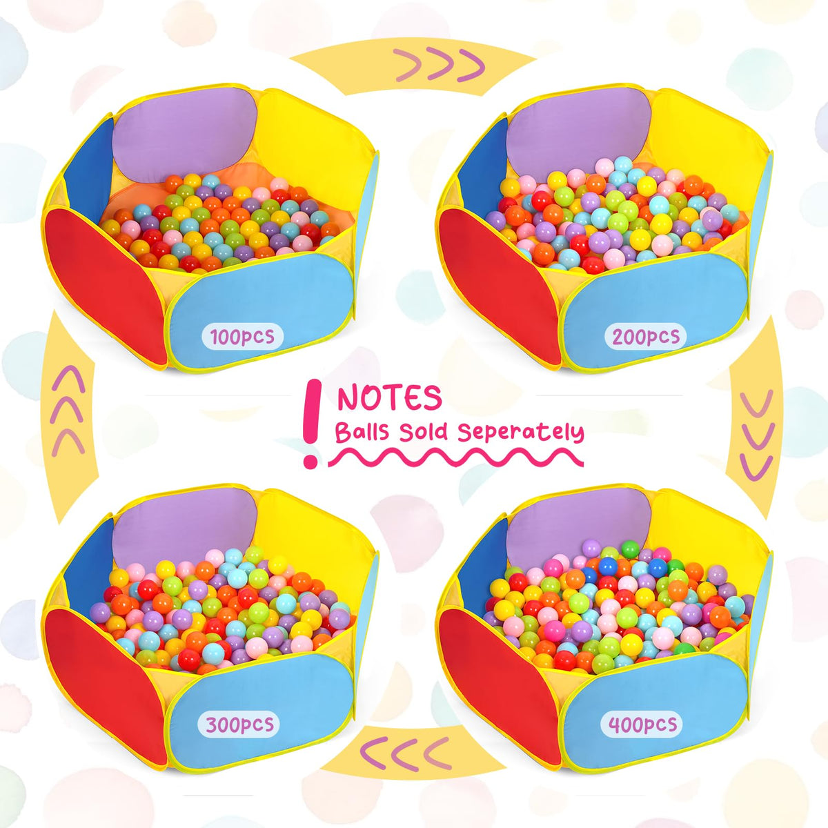 Eocolz Kids Ball Pit Large Pop Up Childrens Ball Pits Tent for Toddlers Playhouse Baby Crawl