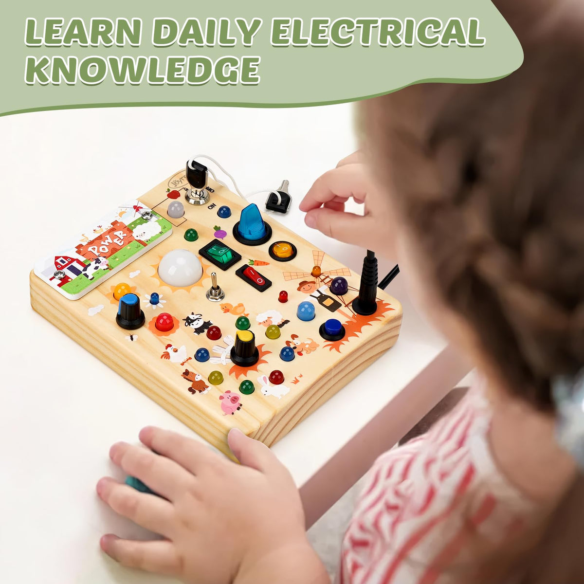 Joyreal Wooden Busy Board for Toddlers - Montessori Toys for 1 2 3 Year Old