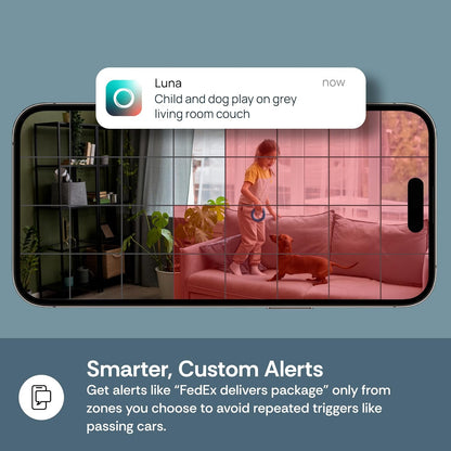 Luna 2K Indoor Cameras for Home Security, 2.4GHz & 5GHz WiFi, 360-Degree Pan-Tilt, Built-in