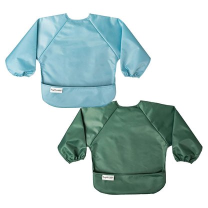 Tiny Twinkle Mess Proof Baby Bibs, 2pk Waterproof Smock Baby Bibs for Eating, Machine Washable Long