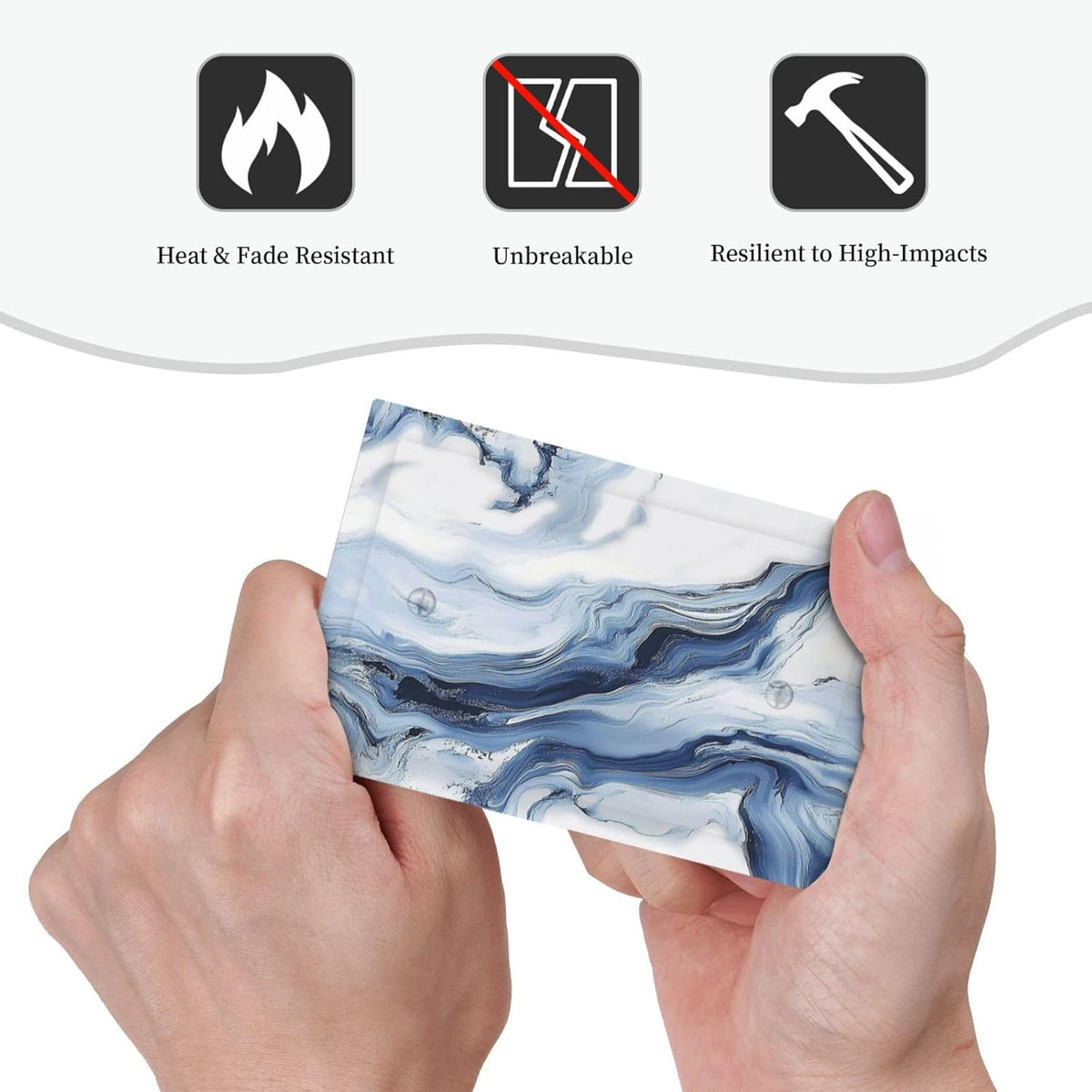 Light Switch Cover Plate White Marble Navy Blue Line Fluid 1 Gang No Device Blank Electrical Wall