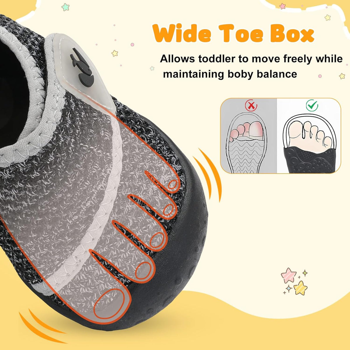 FEETCITY Baby First Walking Shoes Wide Baby Shoes Infant Sneakers Newborn Crib Shoe Barefoot