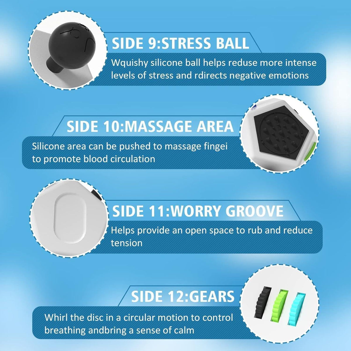 Fidget Dodecagon –12-Side Fidget Toys Cube Relieves Stress and Anxiety Anti Depression Cube for