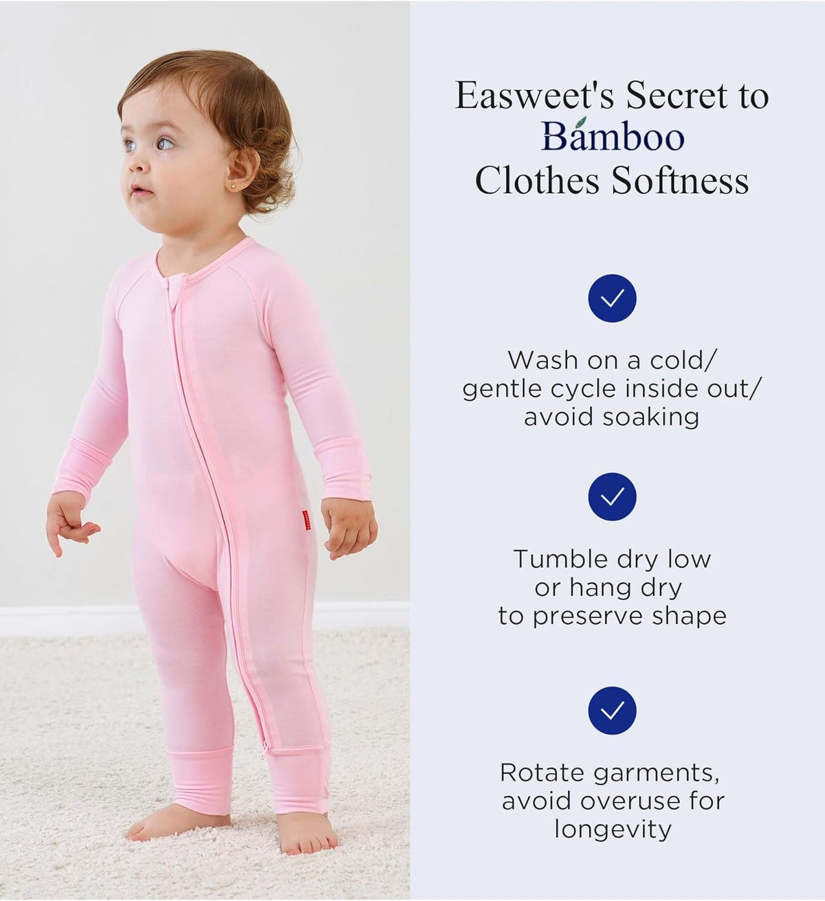 Baby One-Piece Romper Footless Bamboo Viscose Pajamas Sleepers for Baby Boys and Girls