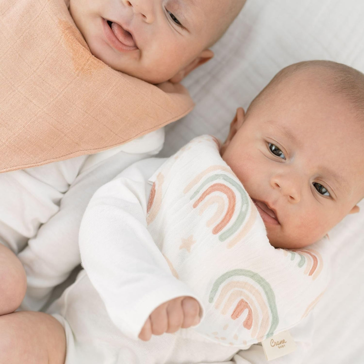 Crane 100% Cotton Baby Bib Set - Butterfly & Rainbow Muslin Bibs - Set of 3 Drool Bibs for Baby
