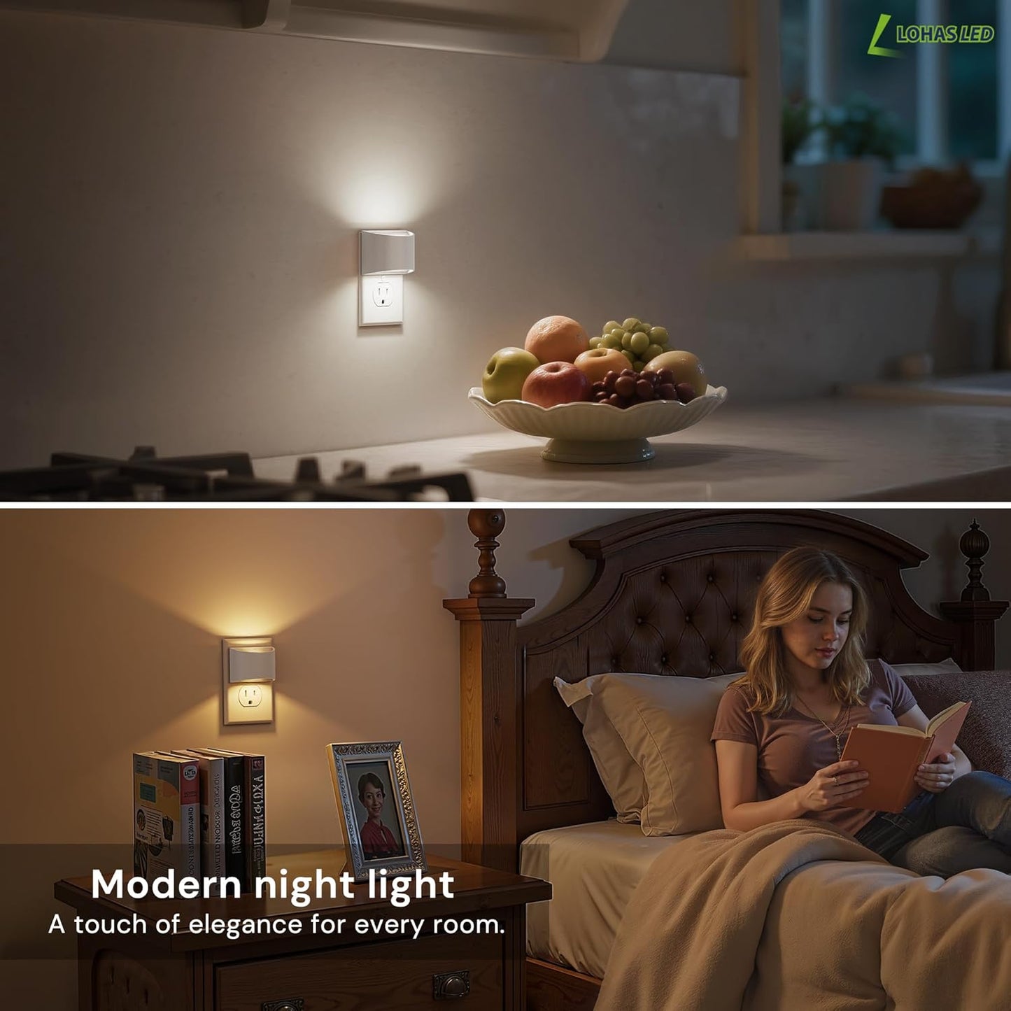 L LOHAS LED Night Lights Plug into Wall with 3CCT Adjustable (1600K/3000K/5000K), 1W Nightlight