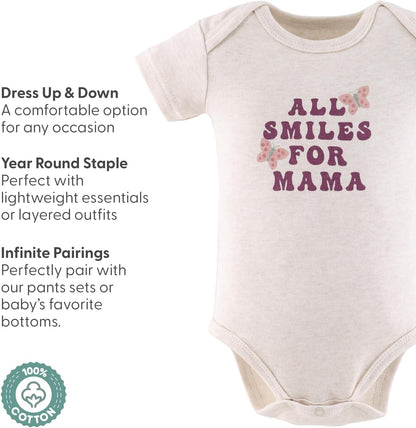 The Peanutshell Baby Girl Short Sleeve Bodysuits - 100% Cotton Infant Outfits, 0-24 Months