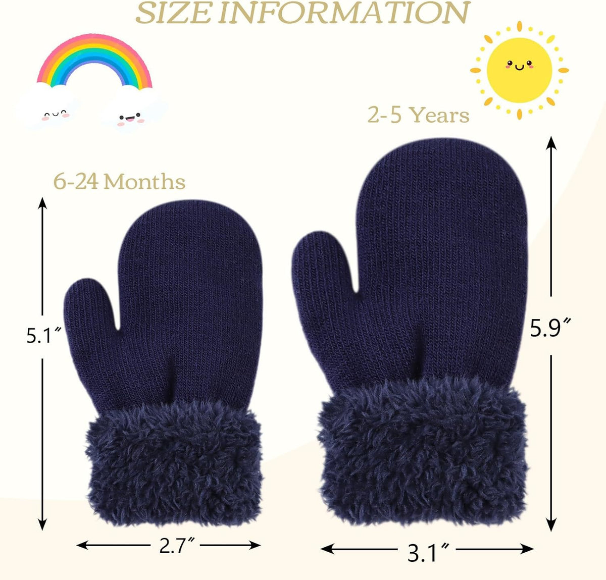 PESAAT Baby Girl Mittens Fleece Toddler Boy Mittens Warm Kids Winter Gloves Unisex Cold Weather