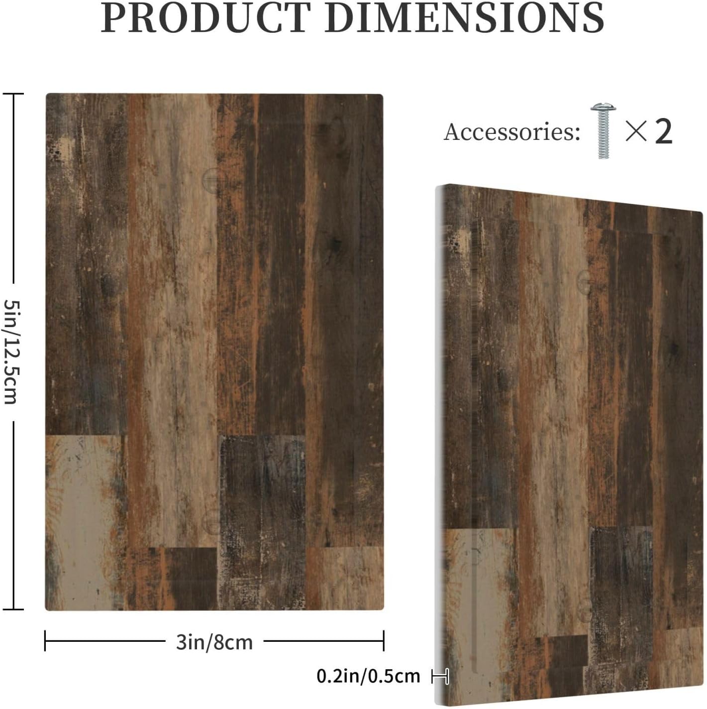 Rustic Brown Wood Grain Dark Oak Light Switch Cover Plate 1 Gang No Device Blank Electrical Wall