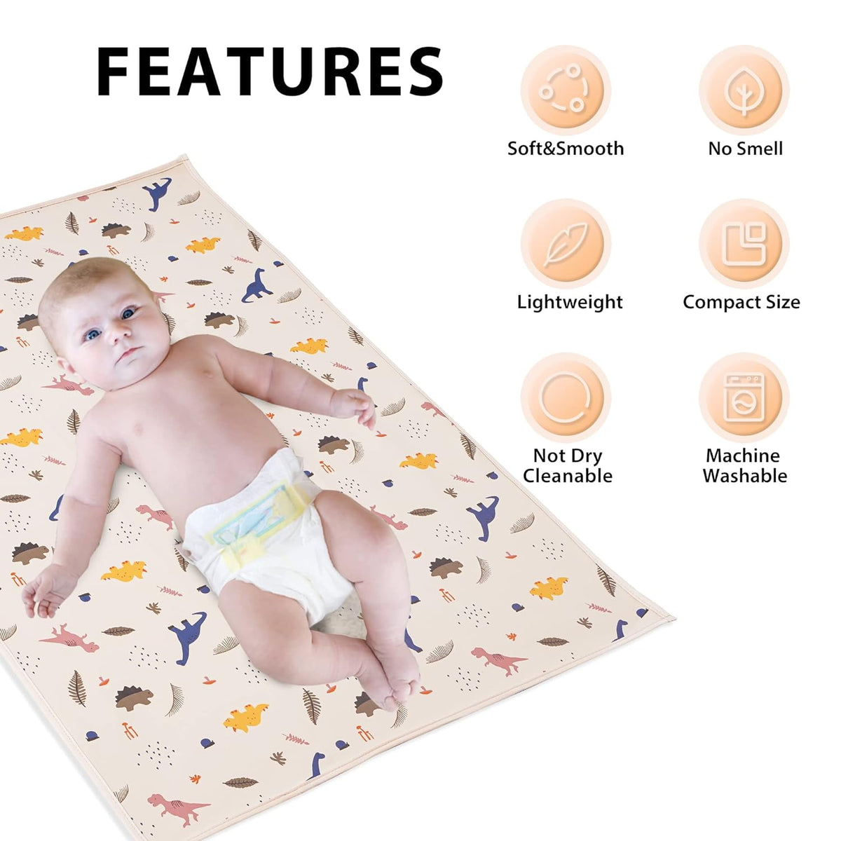 Vegan Leather Baby Changing Mat - Wipeable Portable Changing Pad, Foldable Travel Changing Mat for