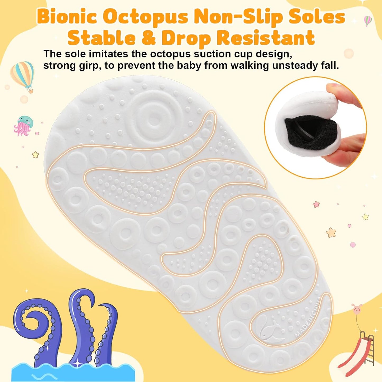 FEETCITY Baby First Walking Shoes Wide Baby Shoes Infant Sneakers Newborn Crib Shoe Barefoot