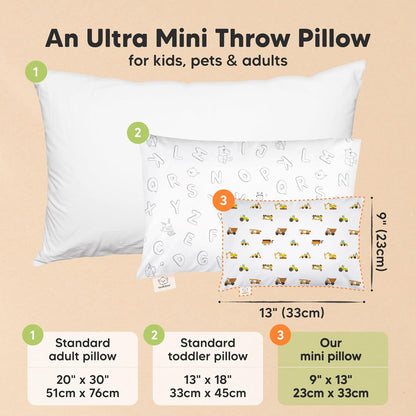 Mini Toddler Pillow with Pillowcase - 9x13 My Little Dreamy Travel Kids Pillow for Sleeping