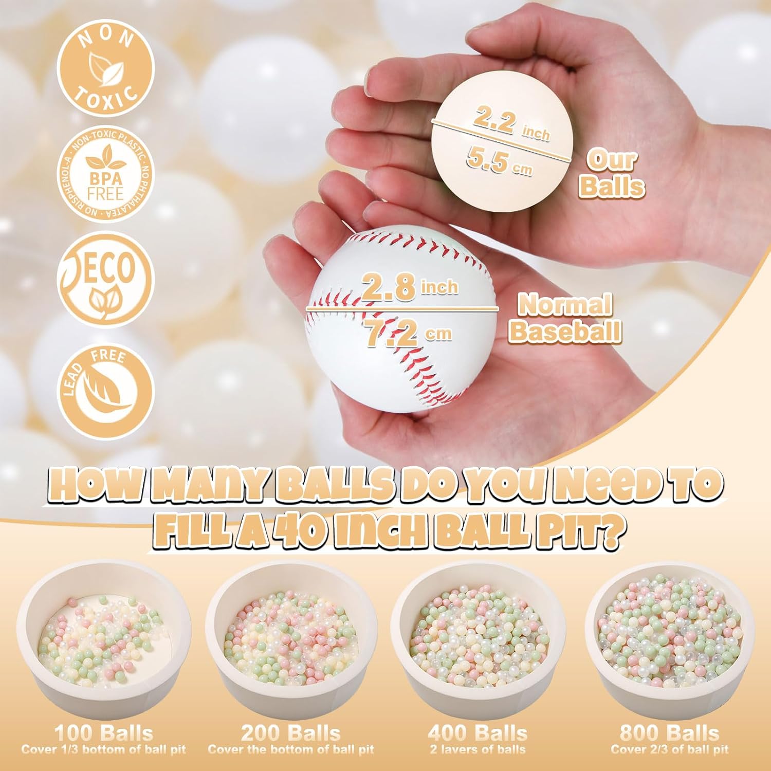 GOGOSO Ball Pit Balls Plastic Playballs for Baby Toddlers Kids Boys Girls Playhouse Decor Play Pool