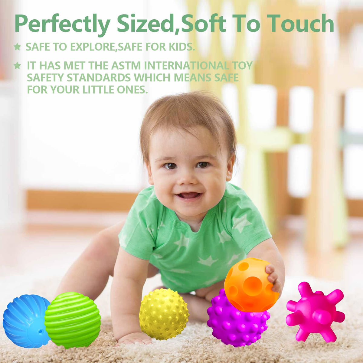 ROHSCE Sensory Balls for Baby Sensory Baby Toys 6 to 12 Months for Toddlers 1-3, Bright Color