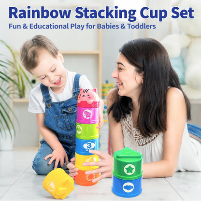 WEEJOYGAM Baby Stacking Cups, Nesting Stacking Toys for Toddlers 1-3 Montessori Toys for 1 Year Old