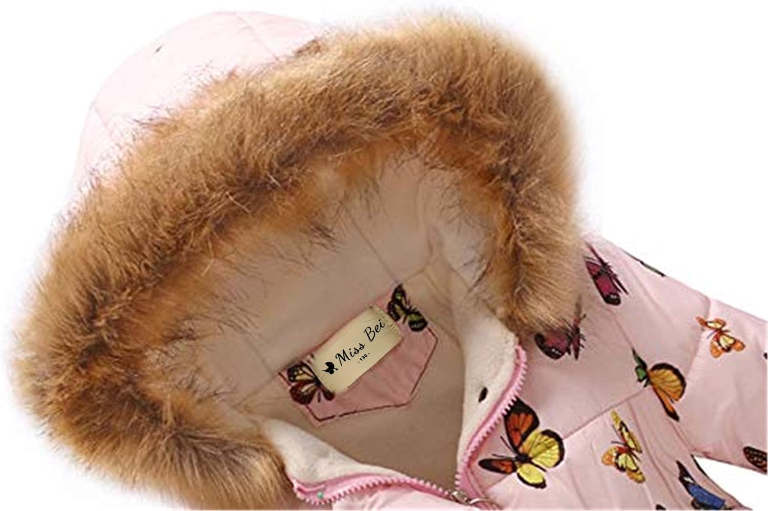 Miss Bei Girl's Winter Coat Jacket Hooded Kids Toddler Flower Print Parka Outwear Warm Cotton