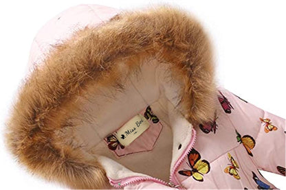 Miss Bei Girl's Winter Coat Jacket Hooded Kids Toddler Flower Print Parka Outwear Warm Cotton