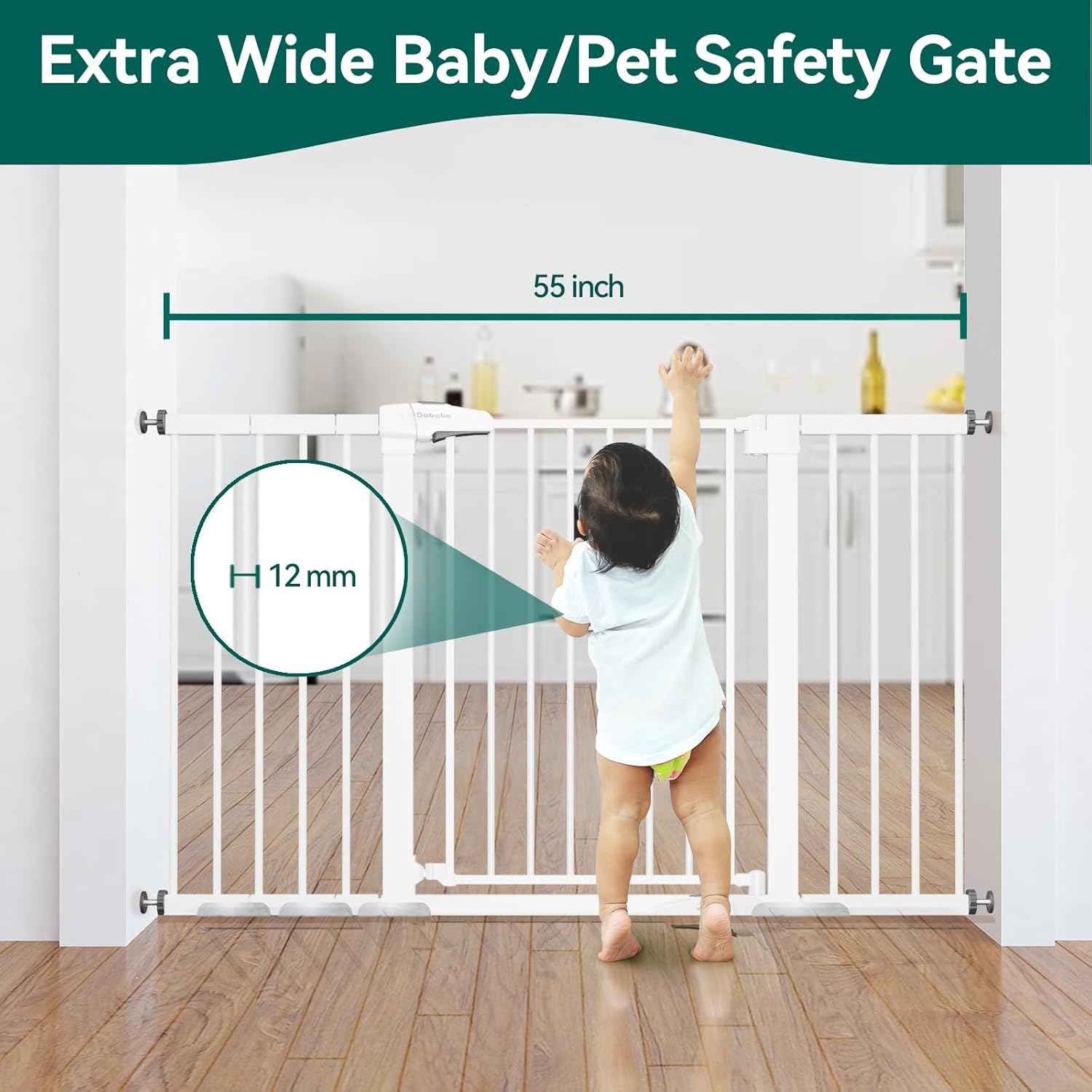 BABELIO 36" Tall Baby Gate, 29-55" Auto Close Pressure Mounted Dog Gate for Doorways & Hallway